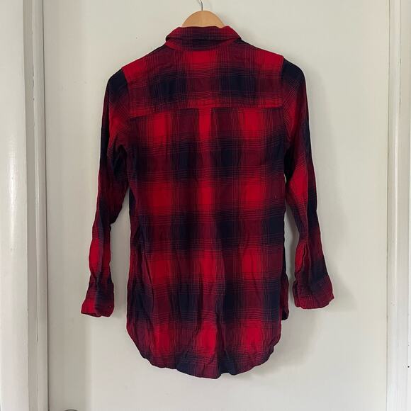 Madewell Classic Flannel Women's XS Ex-Boyfriend Red Plaid Button Down Shirt - Picture 3 of 3